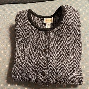 Talbots Black & Grey Tweed Wool Blend Cardigan Sweater; Small; Perfect Condition
